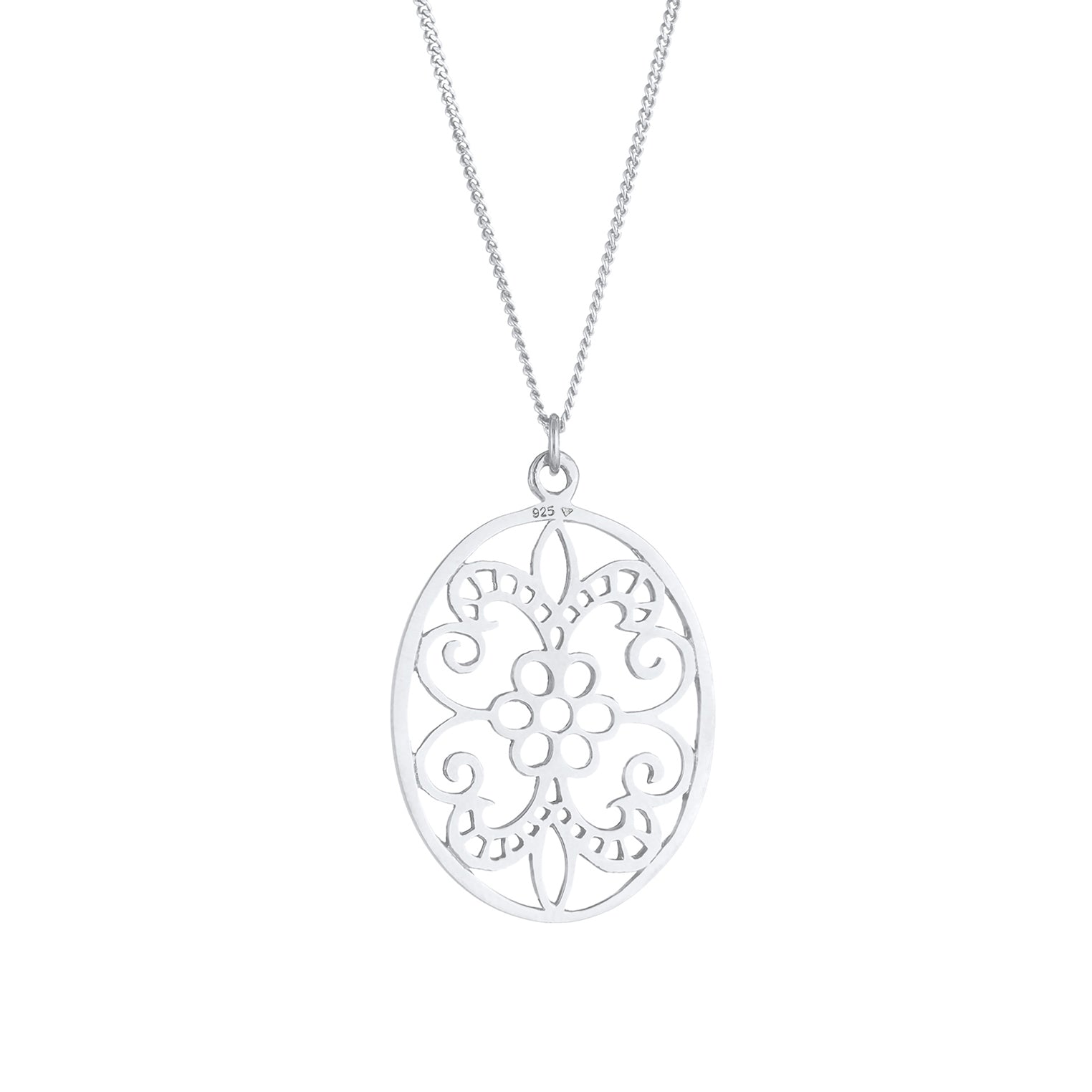 Silber - Elli | Lange Halskette Blume | 925er Sterling Silber