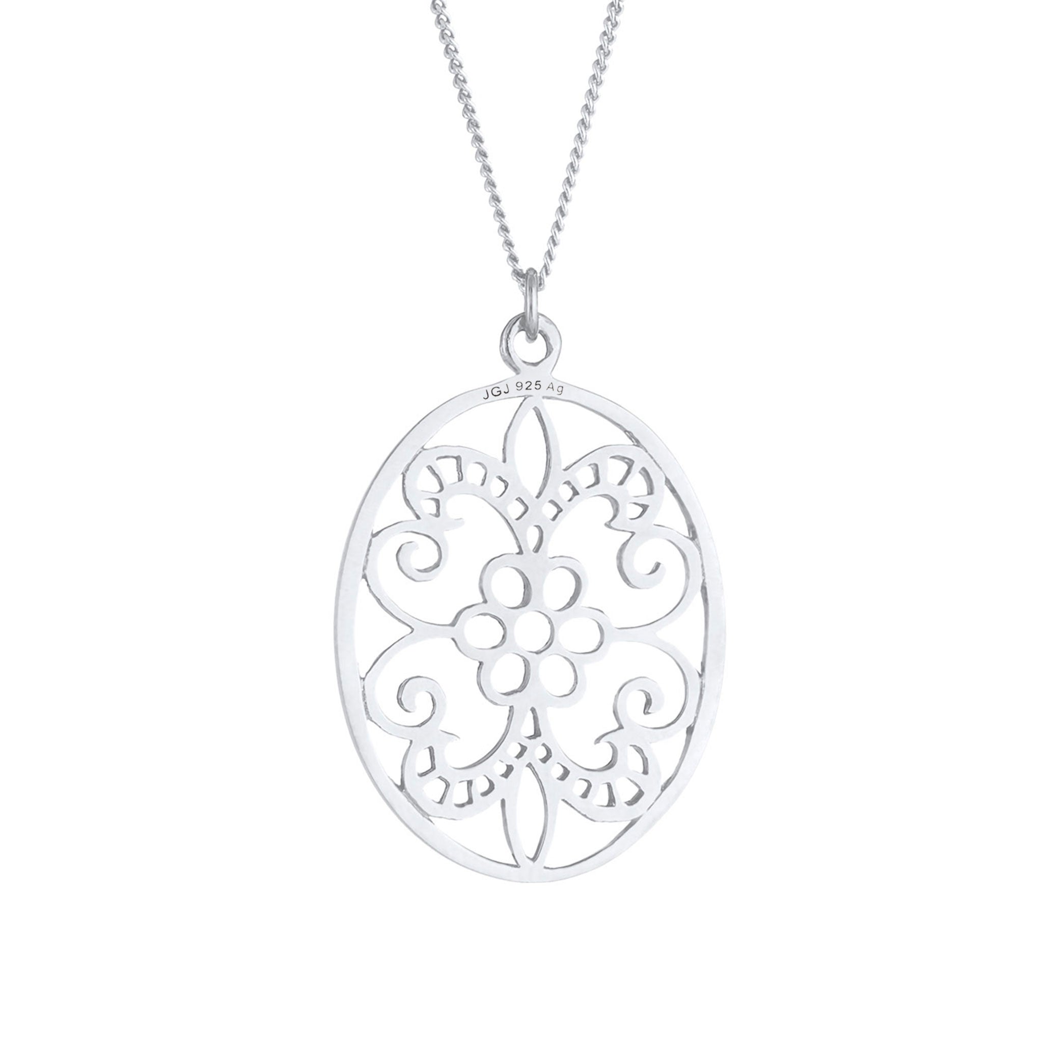 Silber - Elli | Lange Halskette Blume | 925er Sterling Silber