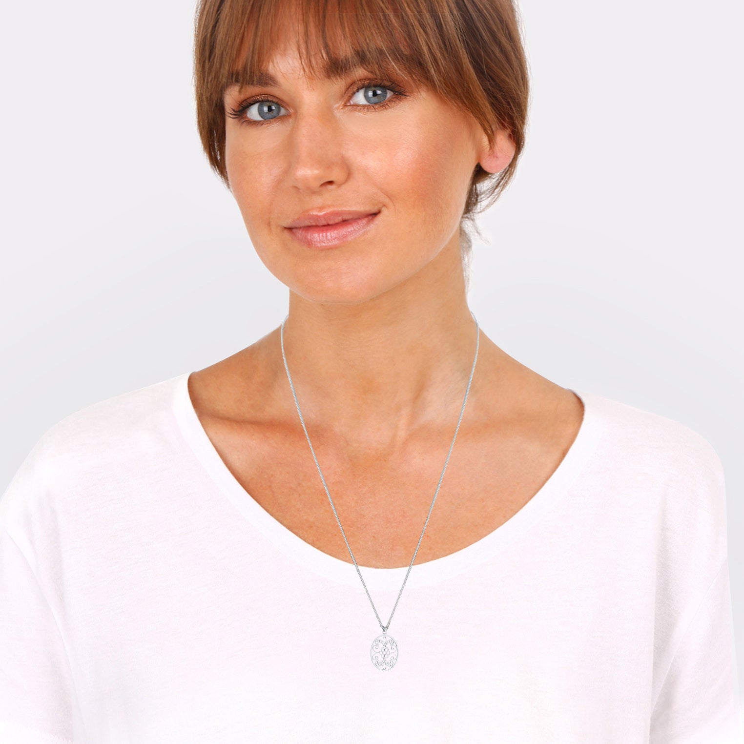 Silber - Elli | Lange Halskette Blume | 925er Sterling Silber
