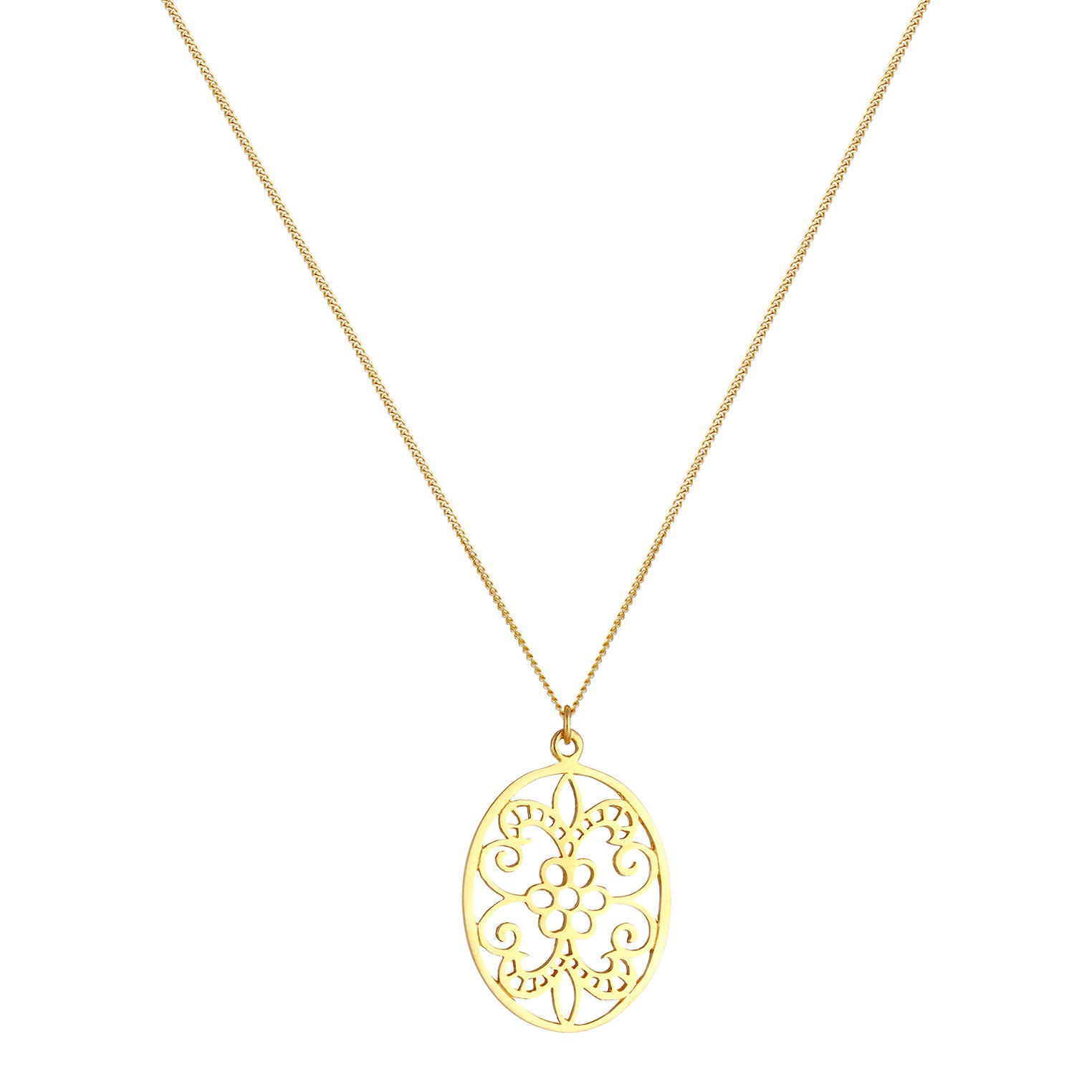 Gold - Elli | Lange Halskette Blume | 925 Sterling Silber vergoldet