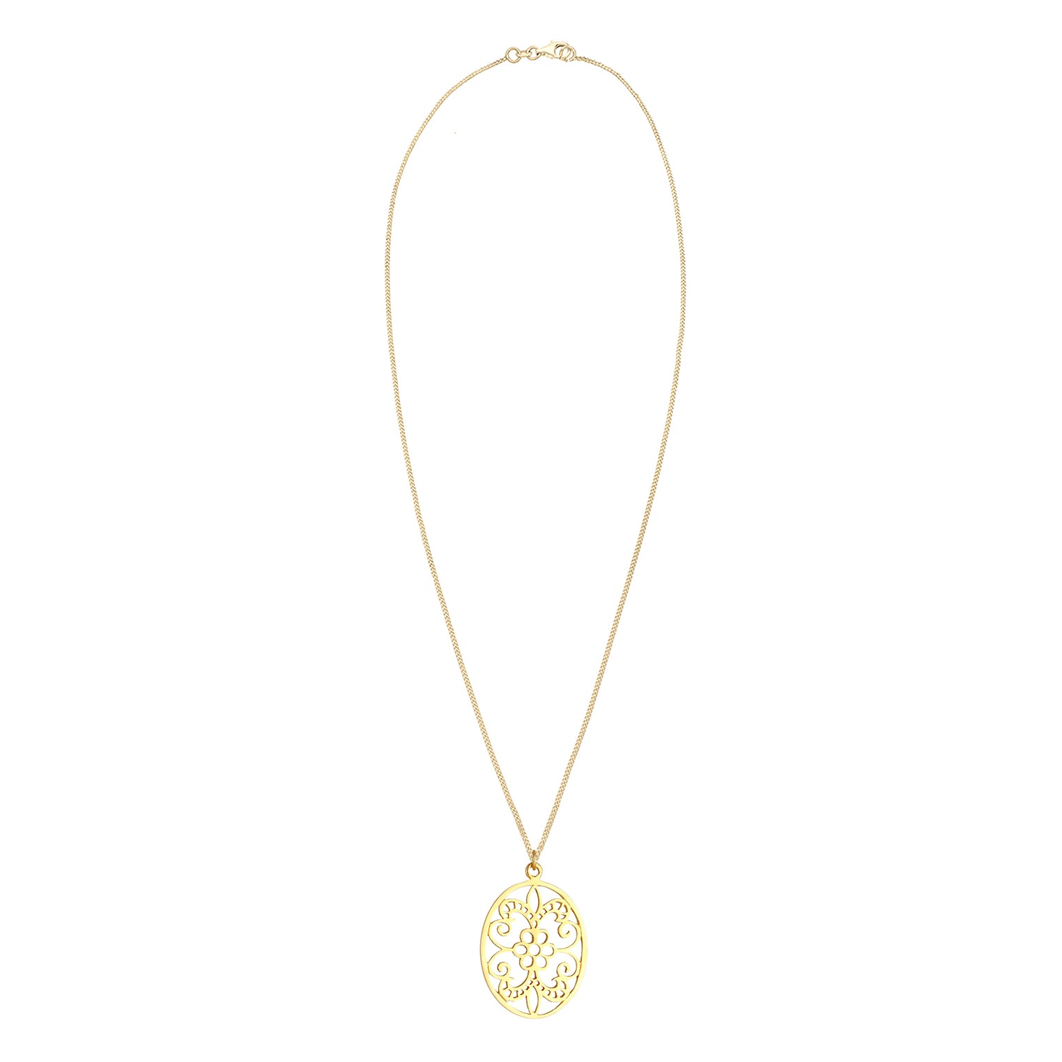 Gold - Elli | Lange Halskette Blume | 925 Sterling Silber vergoldet