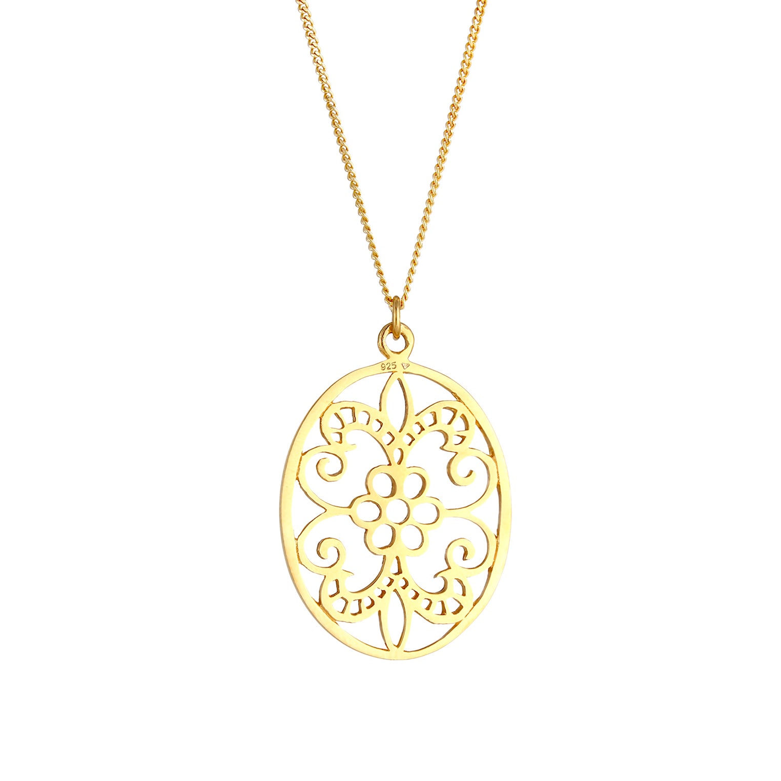 Gold - Elli | Lange Halskette Blume | 925 Sterling Silber vergoldet