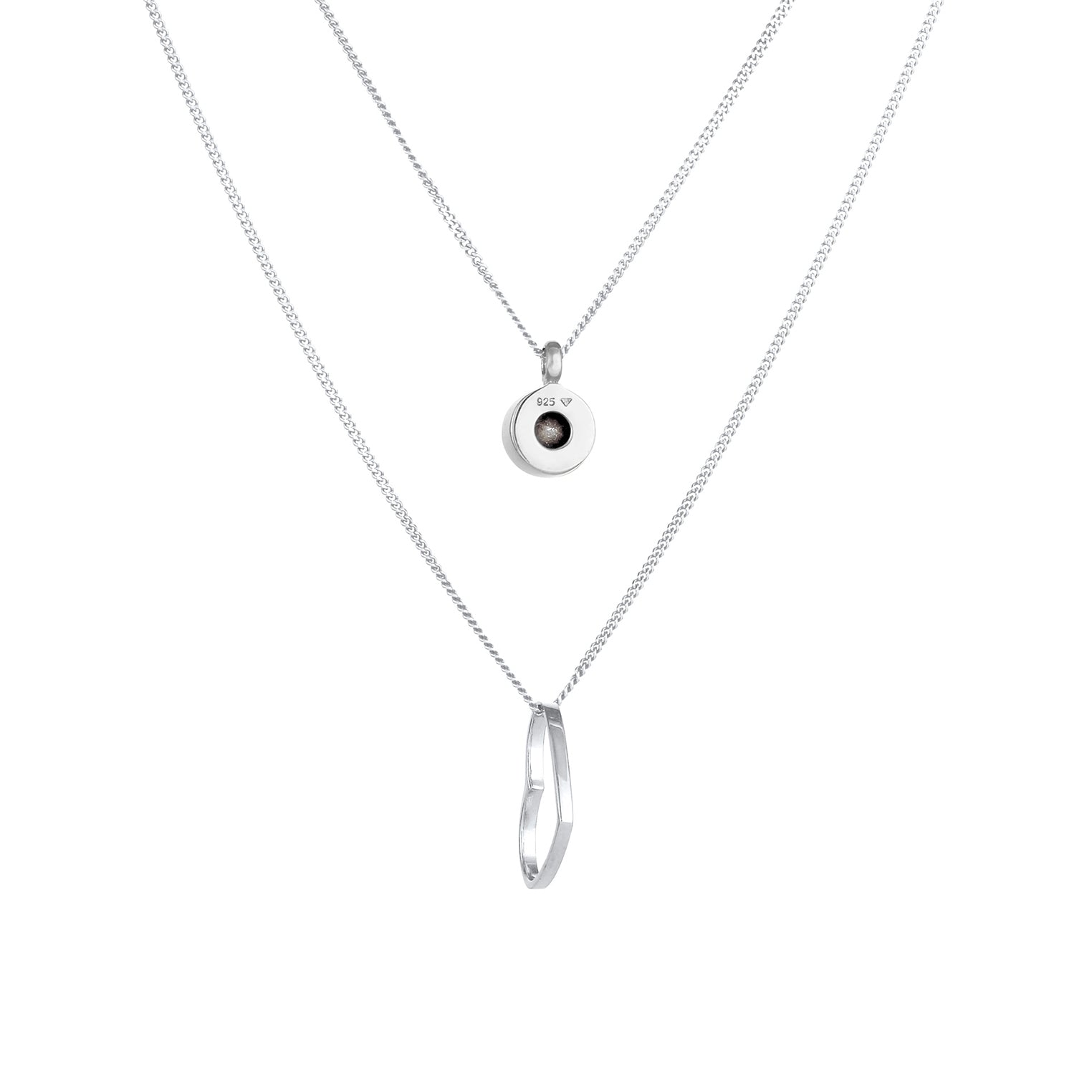Silber - Elli | Layer-Halskette Herz | Mit Kristallen von Swarovski® (Weiß) | 925er Sterling Silber