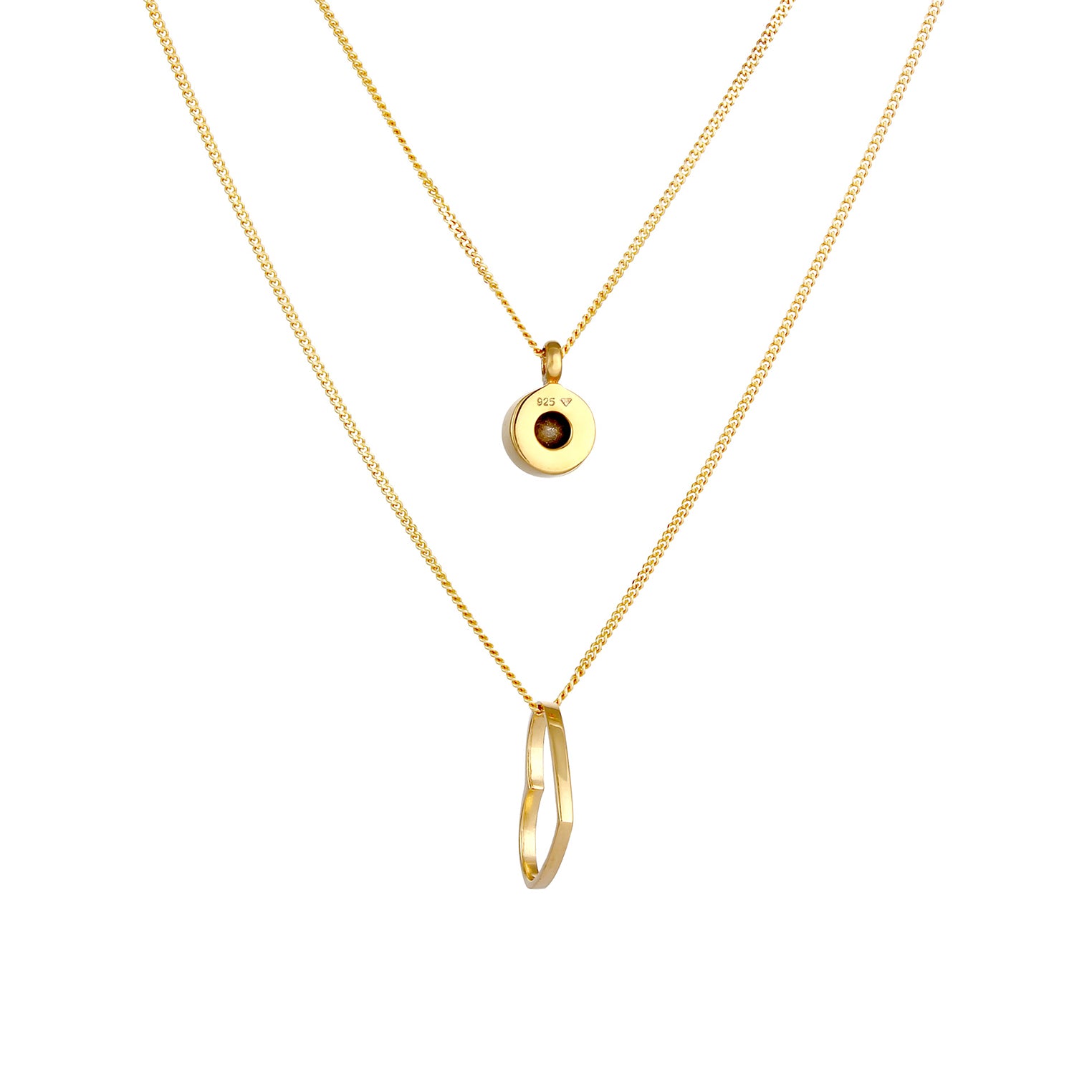 Gold - Elli | Layer-Halskette Herz | Mit Kristallen von Swarovski® (Weiß) | 925 Sterling Silber vergoldet