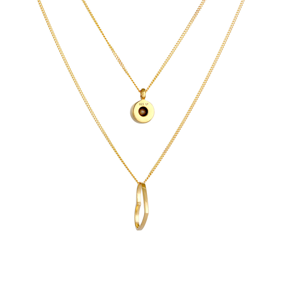 Gold - Elli | Layer-Halskette Herz | Mit Kristallen von Swarovski® (Weiß) | 925 Sterling Silber vergoldet