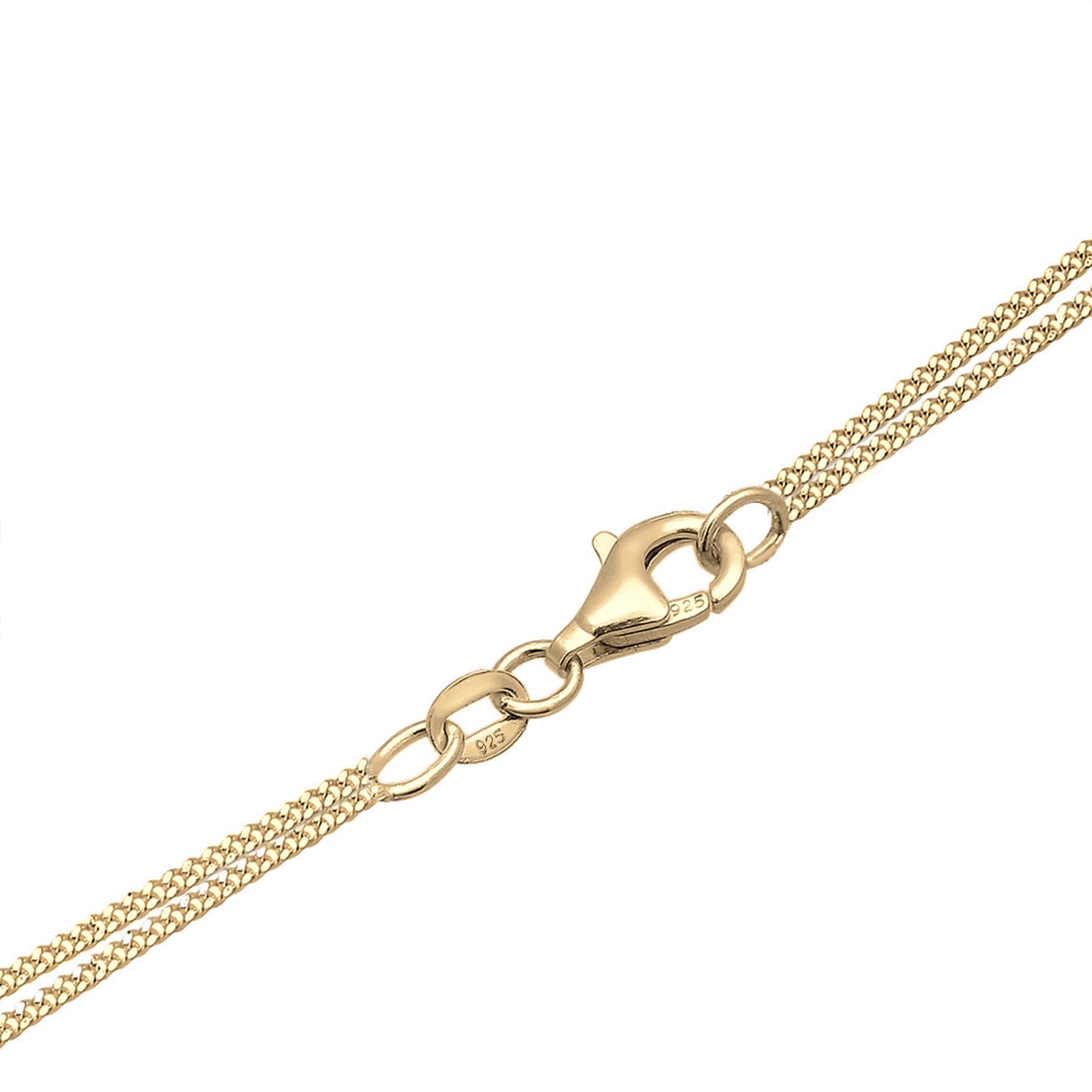 Gold - Elli | Layer-Halskette Herz | Kristall (Weiß) | 925 Sterling Silber vergoldet