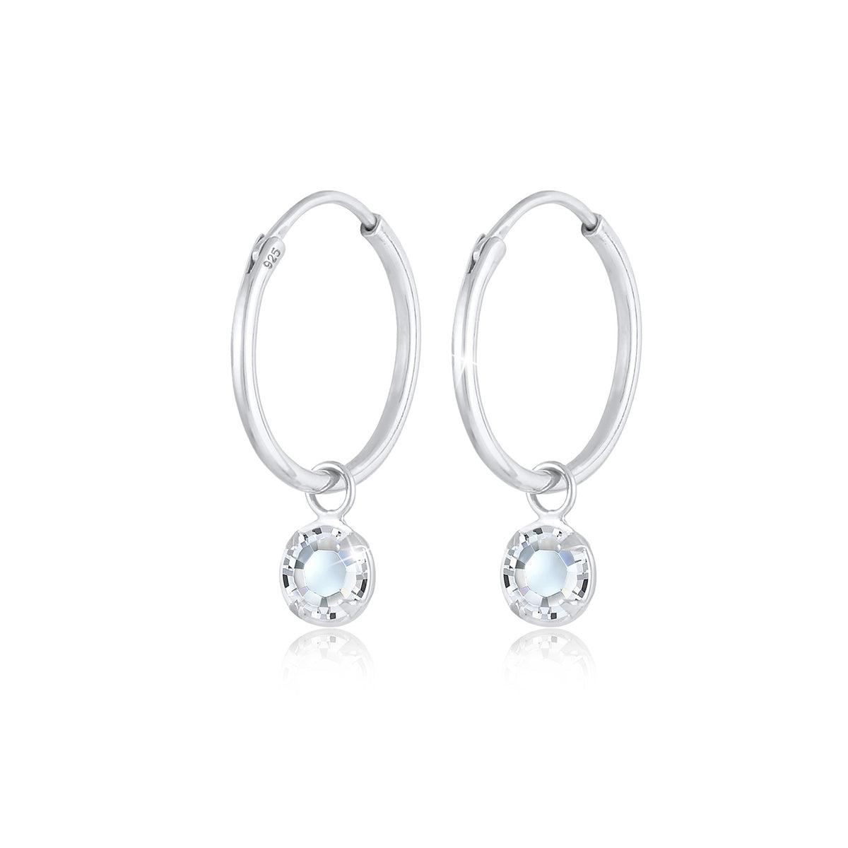 Silber - Elli | Ohrhänger | Kristall ( Weiß ) | 925er Sterling Silber