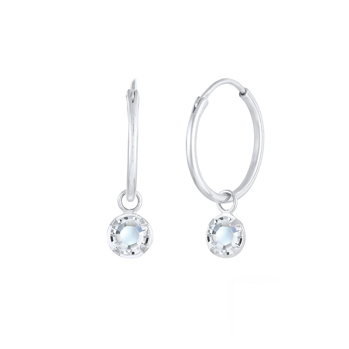 Silber - Elli | Ohrhänger | Kristall ( Weiß ) | 925er Sterling Silber