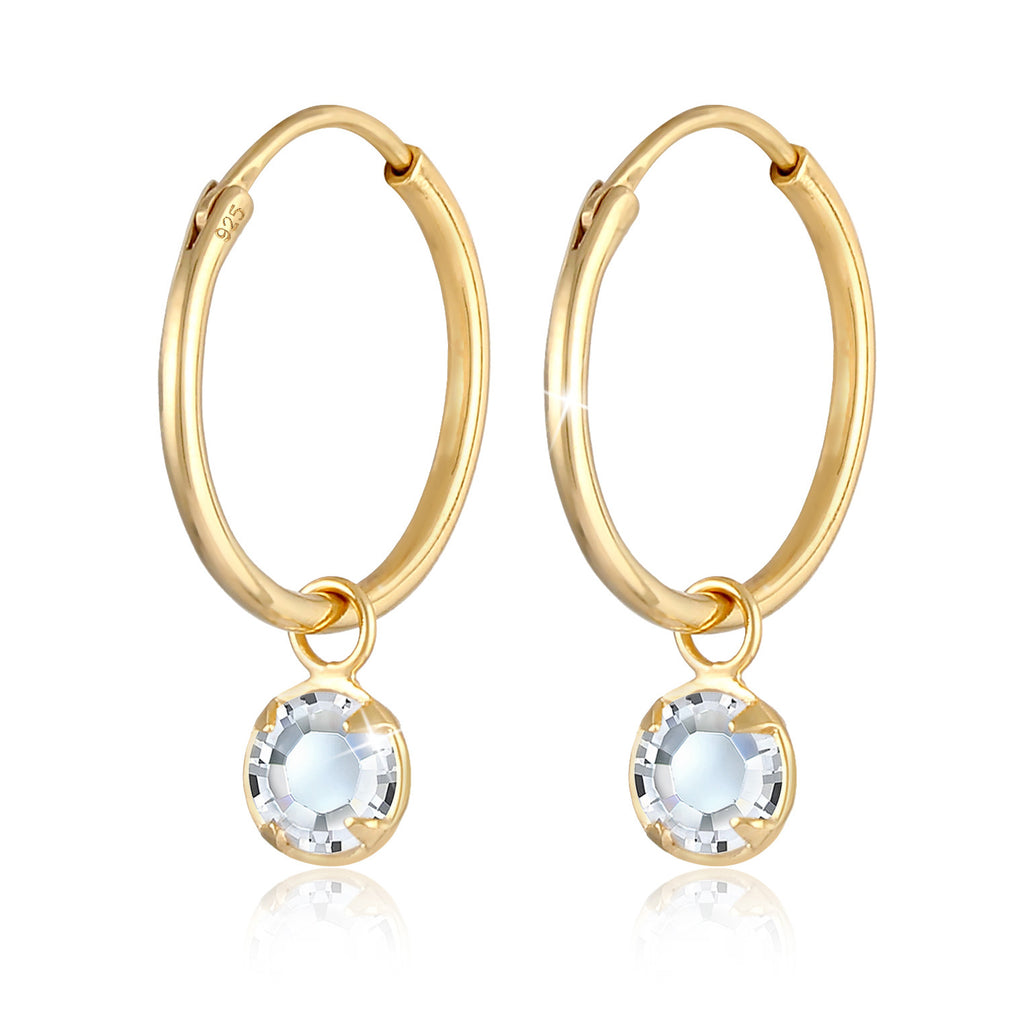 Gold - Elli | Ohrhänger | Kristall ( Weiß ) | 925 Sterling Silber vergoldet