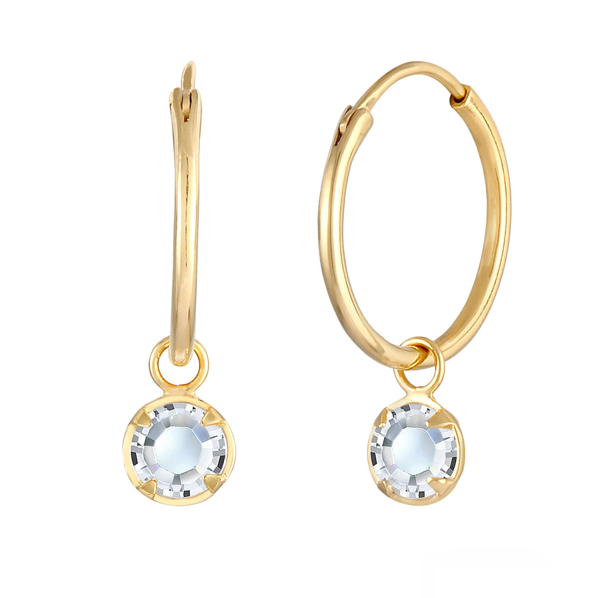 Gold - Elli | Ohrhänger | Kristall ( Weiß ) | 925 Sterling Silber vergoldet