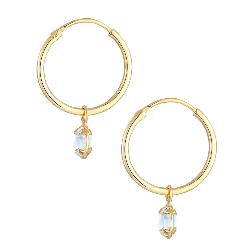 Gold - Elli | Ohrhänger | Kristall ( Weiß ) | 925 Sterling Silber vergoldet