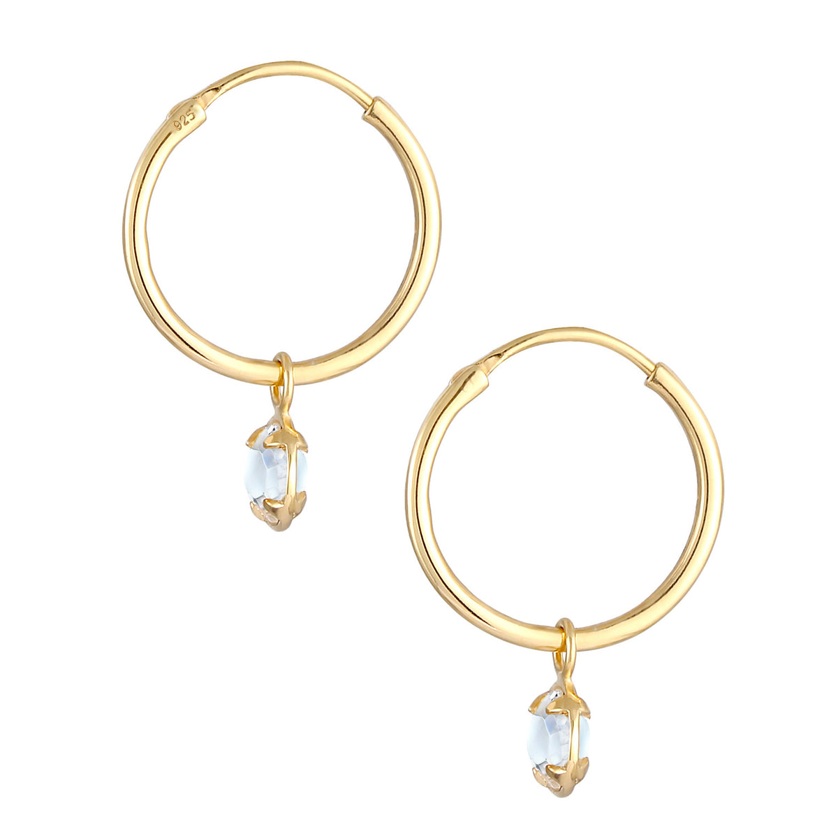 Gold - Elli | Ohrhänger | Kristall ( Weiß ) | 925 Sterling Silber vergoldet