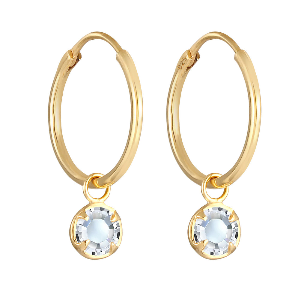 Gold - Elli | Ohrhänger | Kristall ( Weiß ) | 925 Sterling Silber vergoldet