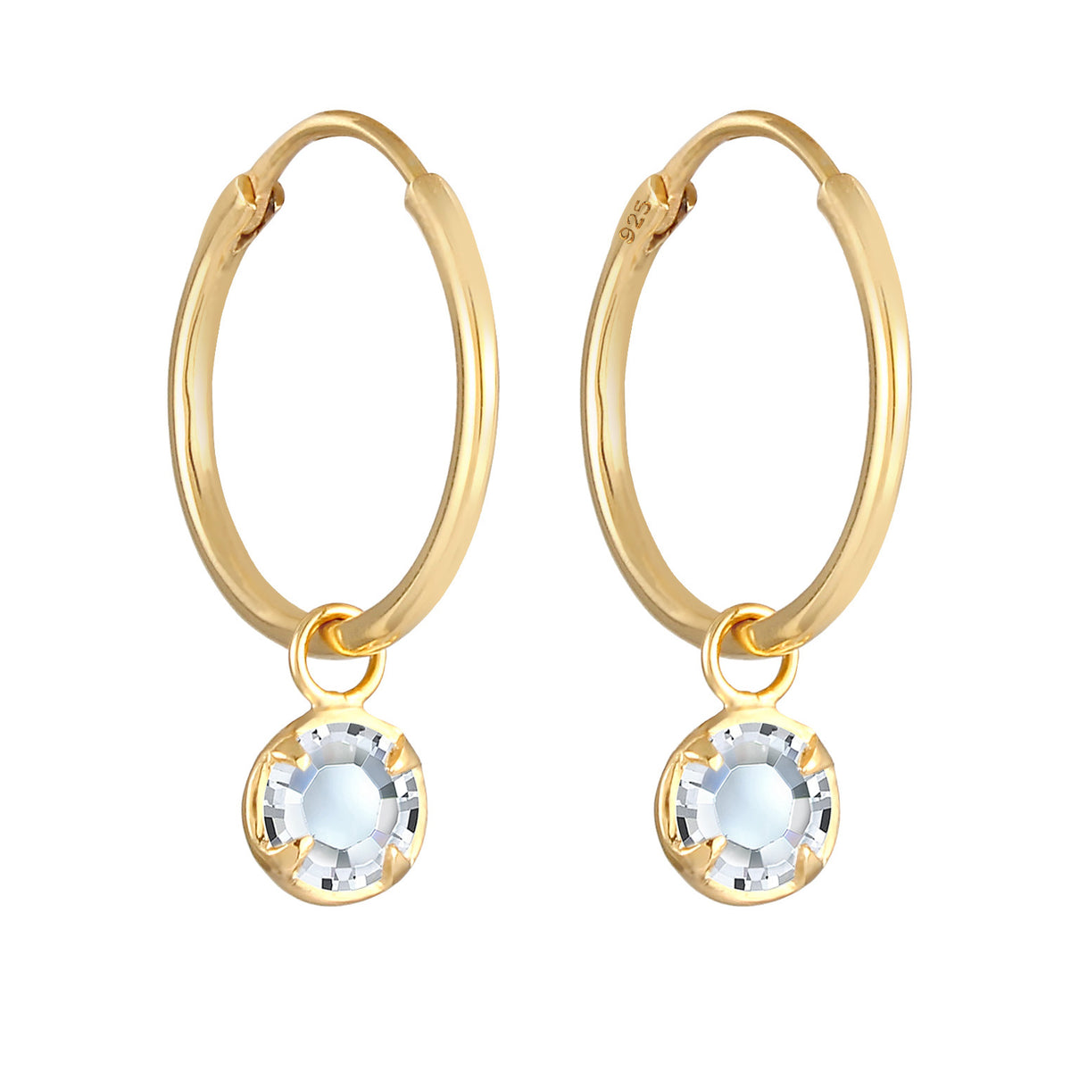 Gold - Elli | Ohrhänger | Kristall ( Weiß ) | 925 Sterling Silber vergoldet