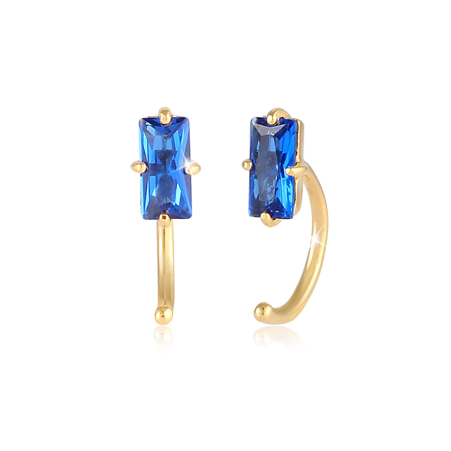 Blau - Elli PREMIUM | Ohrhänger | Saphir ( Blau ) | 925 Sterling Silber vergoldet