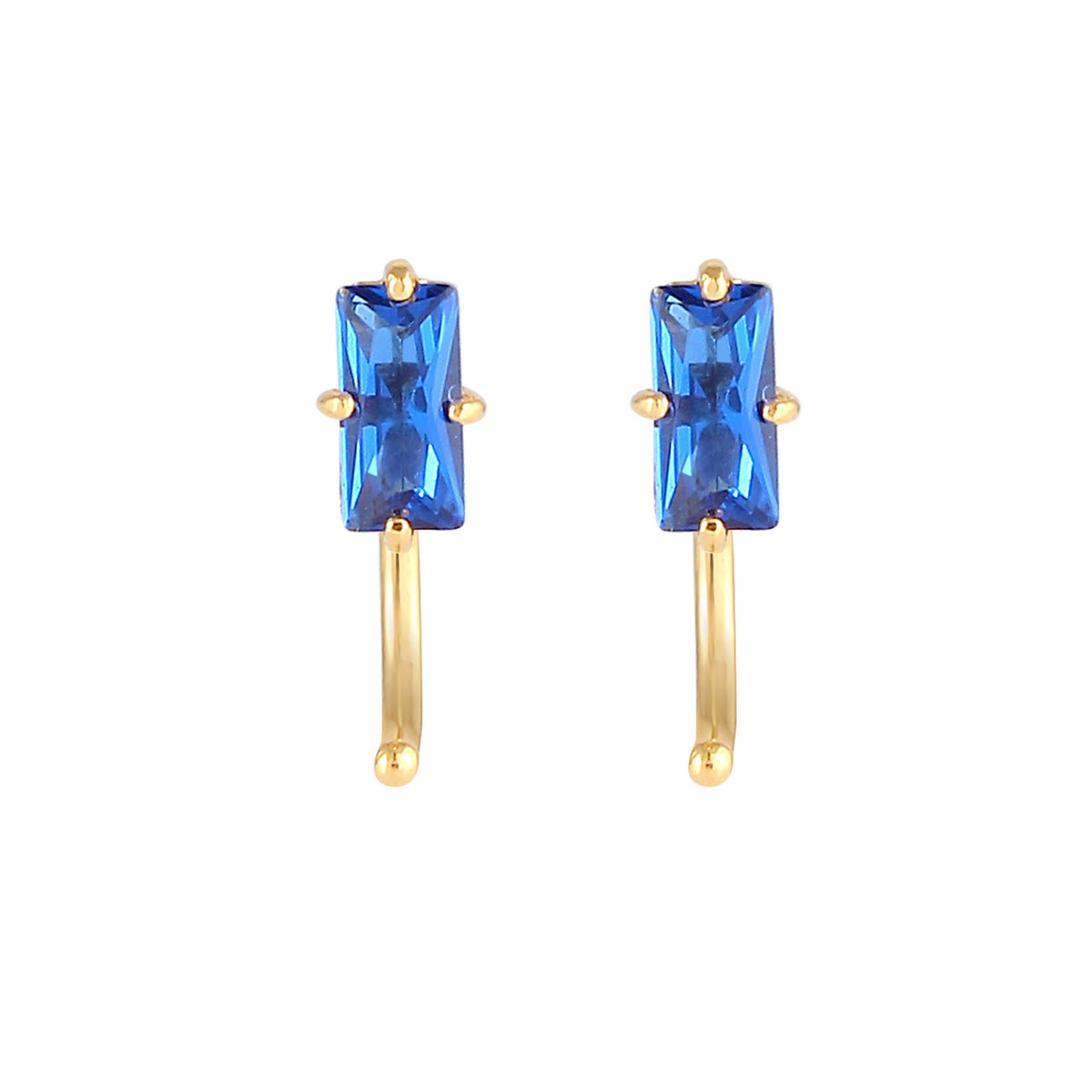 Blau - Elli PREMIUM | Ohrhänger | Saphir ( Blau ) | 925 Sterling Silber vergoldet