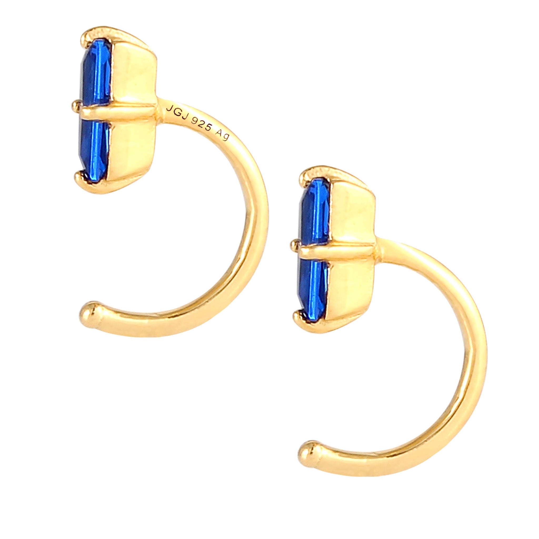 Blau - Elli PREMIUM | Ohrhänger | Saphir ( Blau ) | 925 Sterling Silber vergoldet