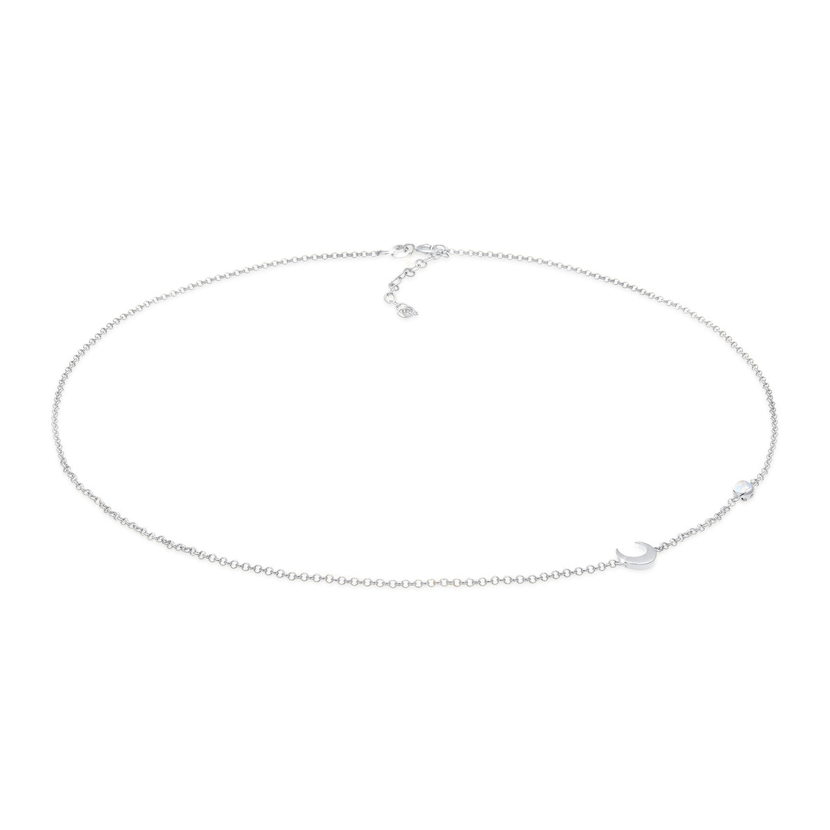 Silber - Elli | Halskette Astro | Mondstein (Weiß) | 925er Sterling Silber
