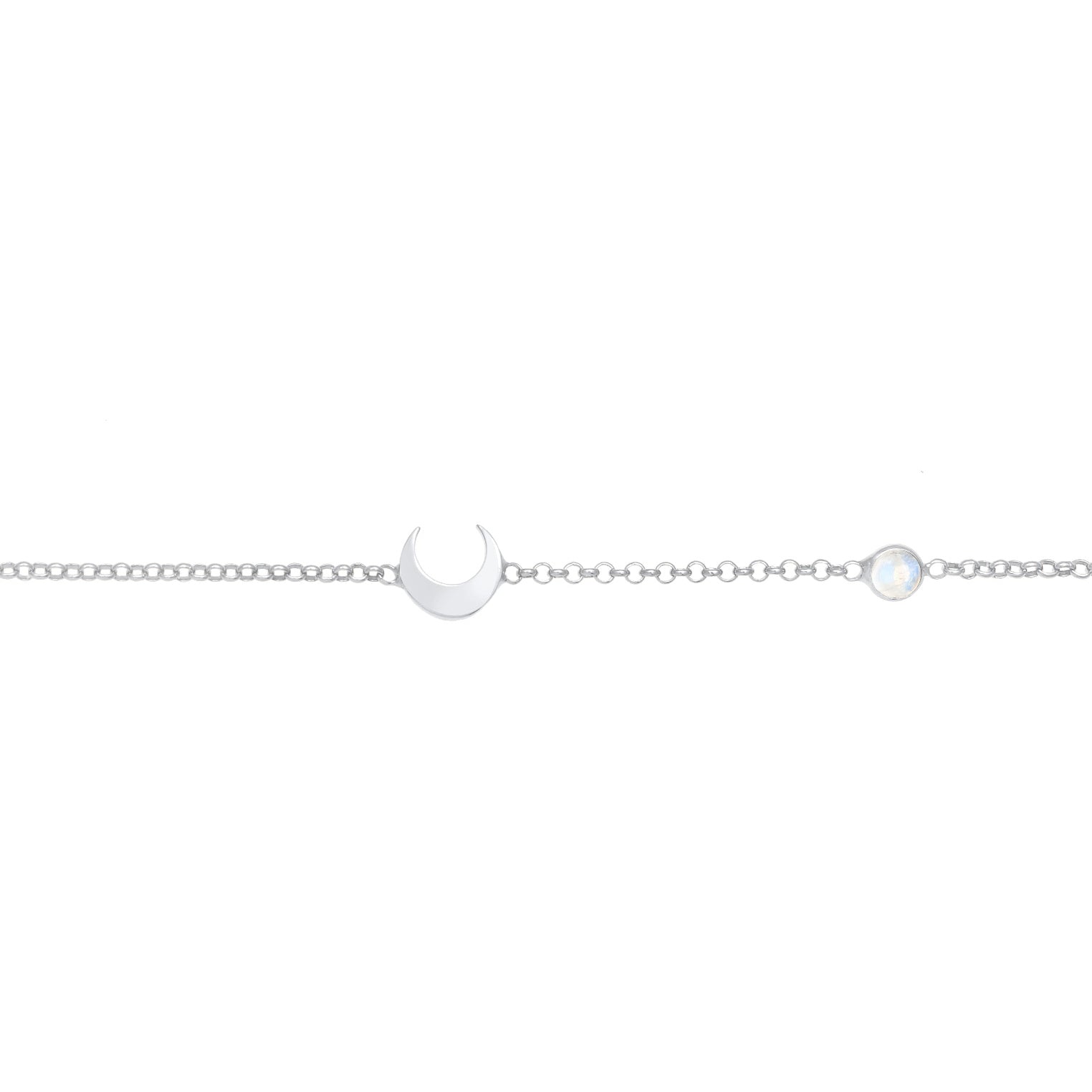Silber - Elli | Halskette Astro | Mondstein ( Weiß ) | 925er Sterling Silber