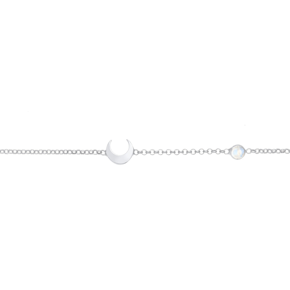 Silber - Elli | Halskette Astro | Mondstein (Weiß) | 925er Sterling Silber