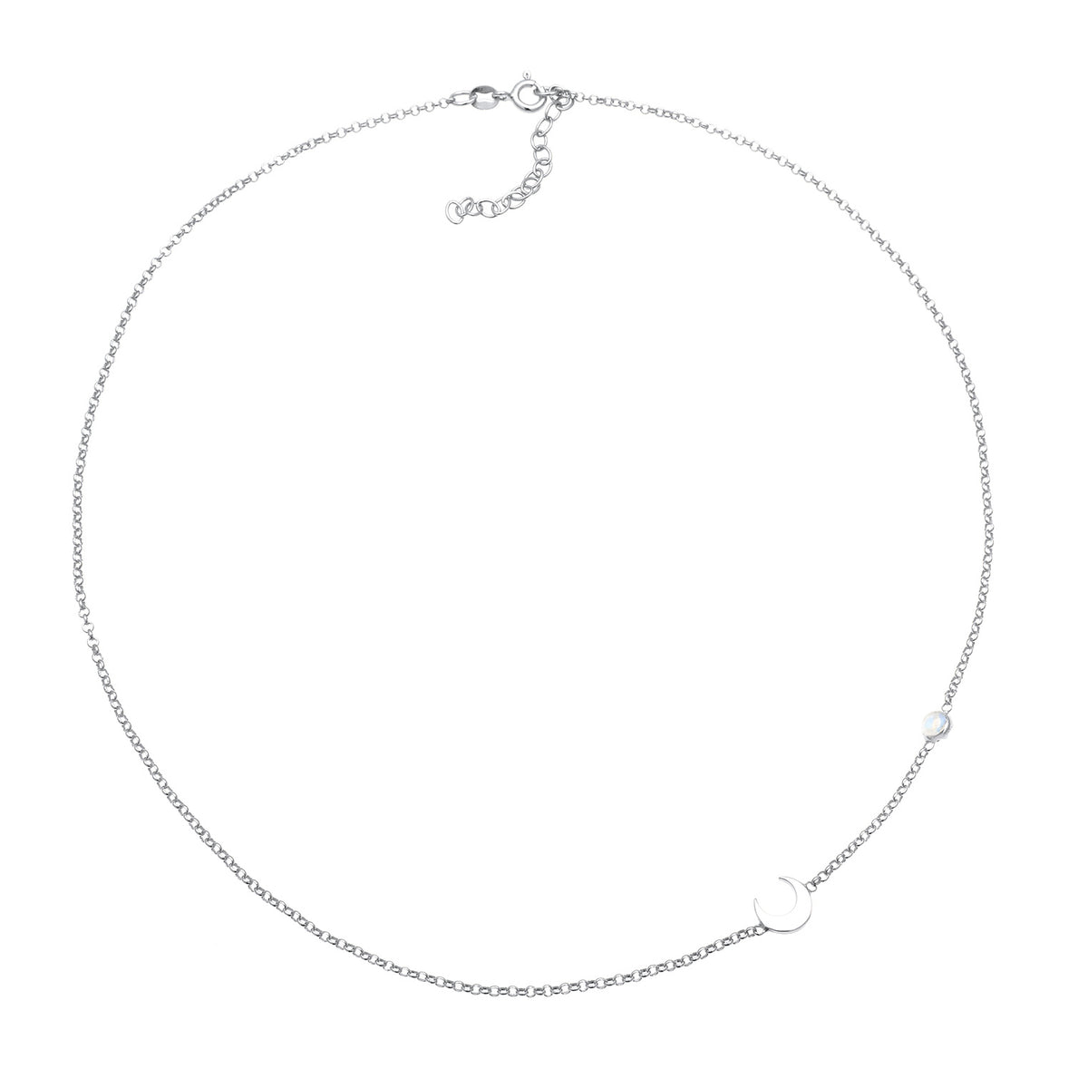 Silber - Elli | Halskette Astro | Mondstein (Weiß) | 925er Sterling Silber
