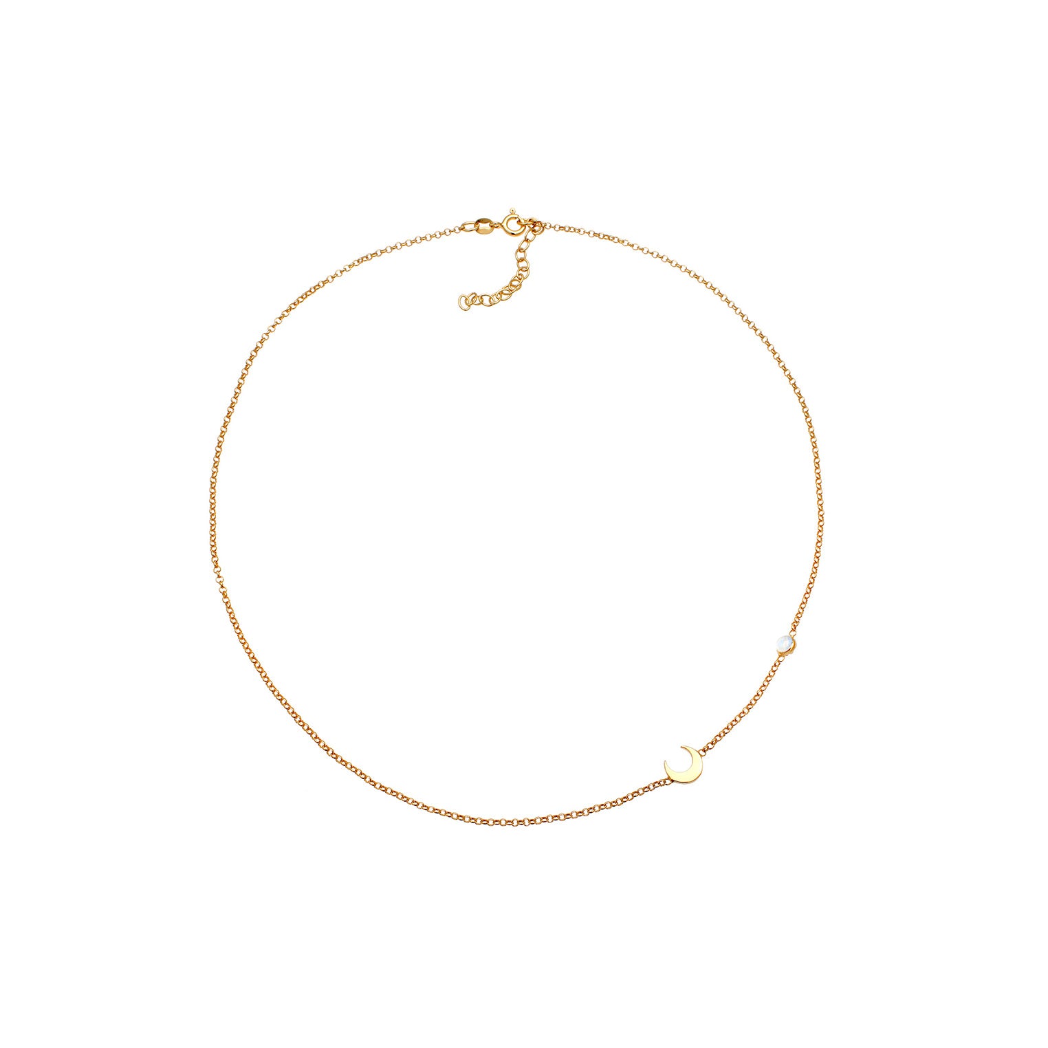 Gold - Elli | Halskette Astro | Mondstein ( Weiß ) | 925 Sterling Silber vergoldet