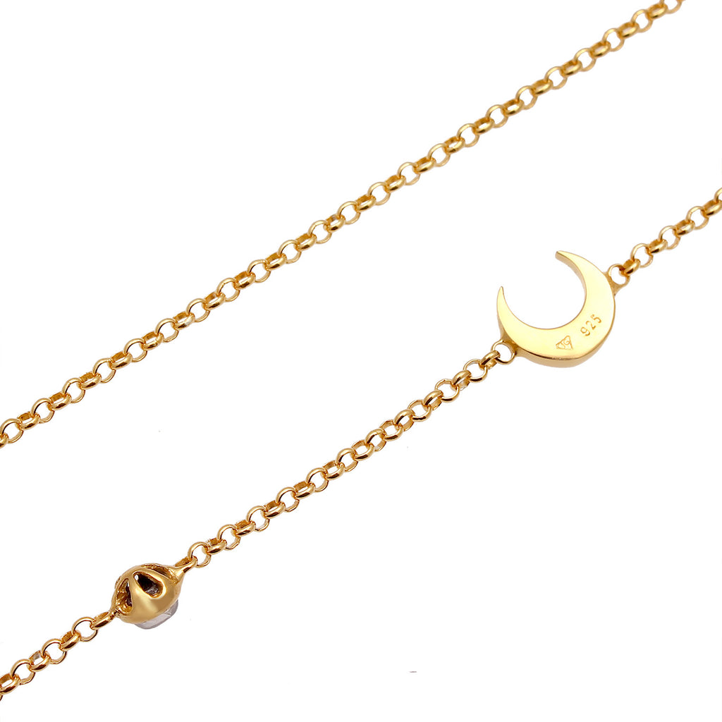 Gold - Elli | Halskette Astro | Mondstein (Weiß) | 925 Sterling Silber vergoldet