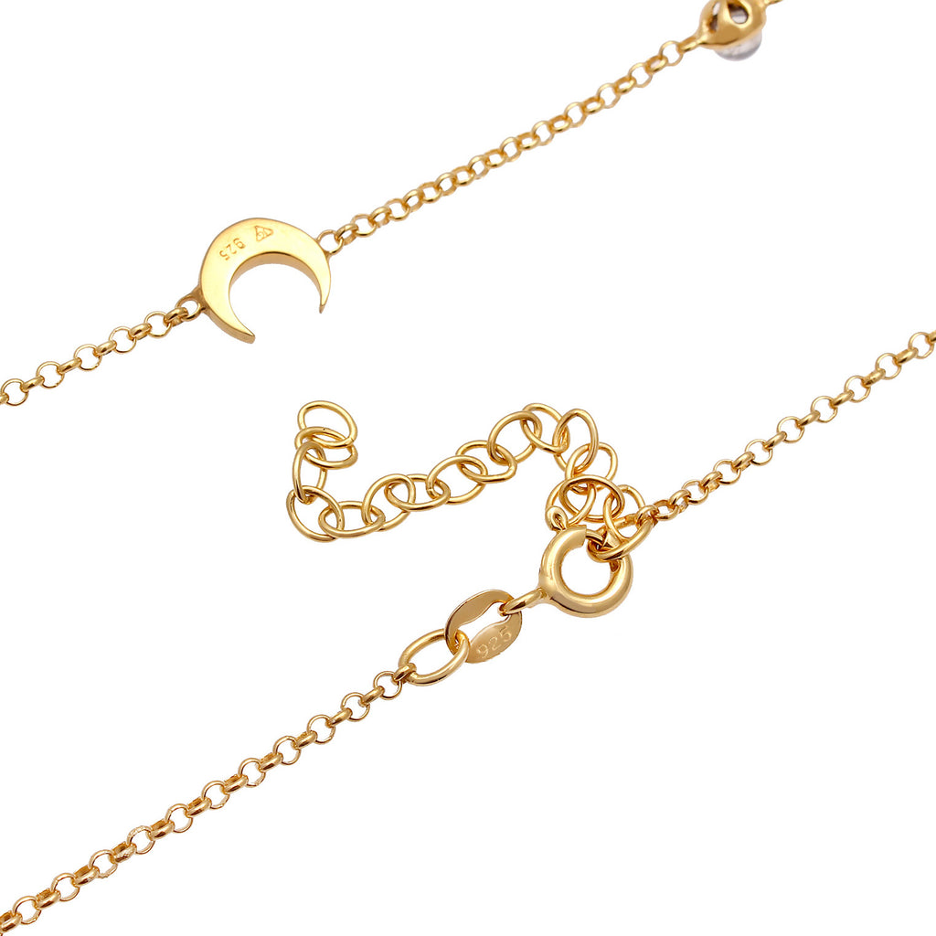 Gold - Elli | Halskette Astro | Mondstein (Weiß) | 925 Sterling Silber vergoldet