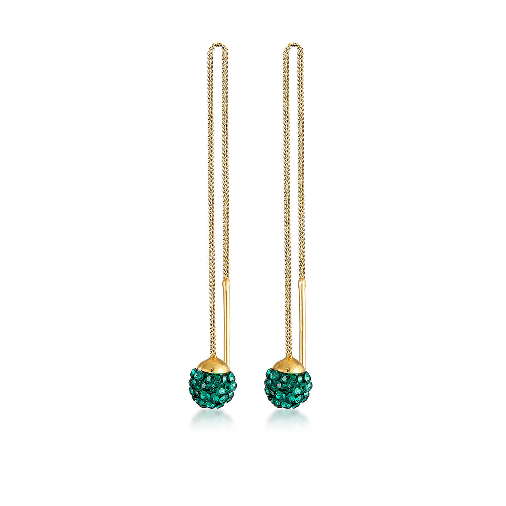Grün - Elli | Ohrhänger Ear Chain | Kristall ( Grün ) | 925 Sterling Silber vergoldet