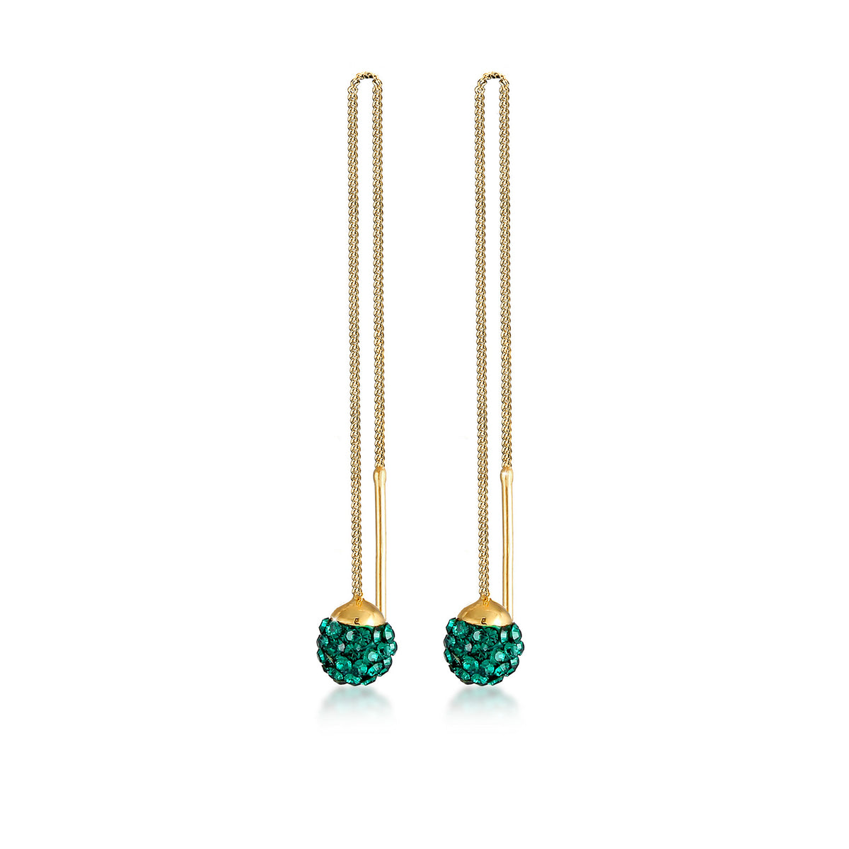Grün - Elli | Ohrhänger Ear Chain | Kristall ( Grün ) | 925 Sterling Silber vergoldet