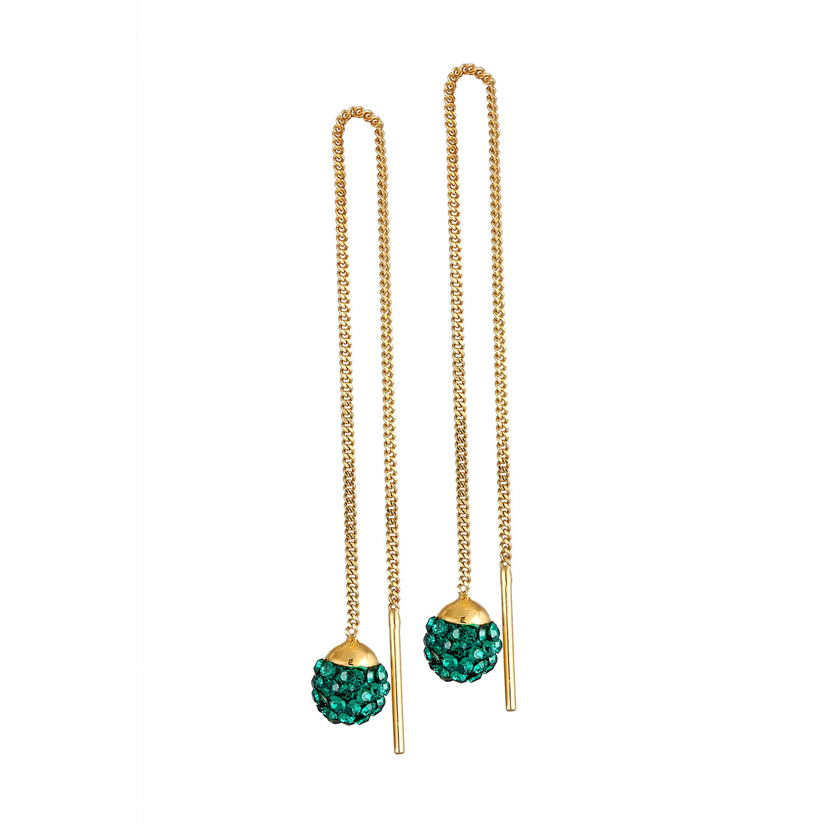 Grün - Elli | Ohrhänger Ear Chain | Kristall ( Grün ) | 925 Sterling Silber vergoldet