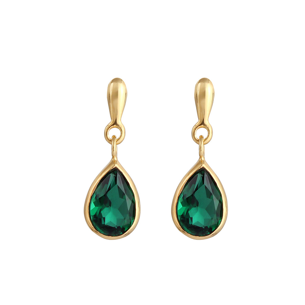 Gold - Elli PREMIUM | Ohrhänger | Quarz ( Grün ) | 925 Sterling Silber vergoldet