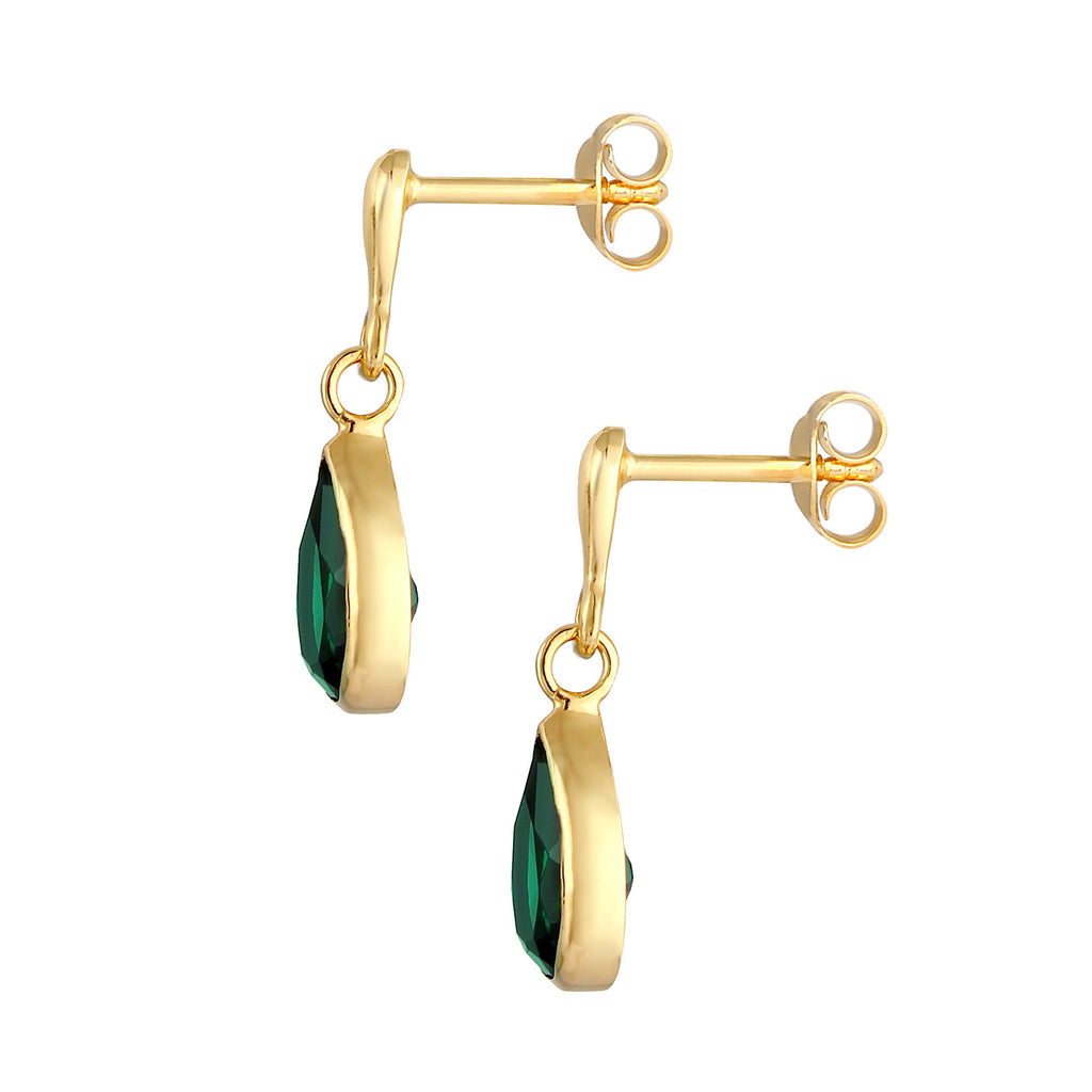 Gold - Elli PREMIUM | Ohrhänger | Quarz ( Grün ) | 925 Sterling Silber vergoldet