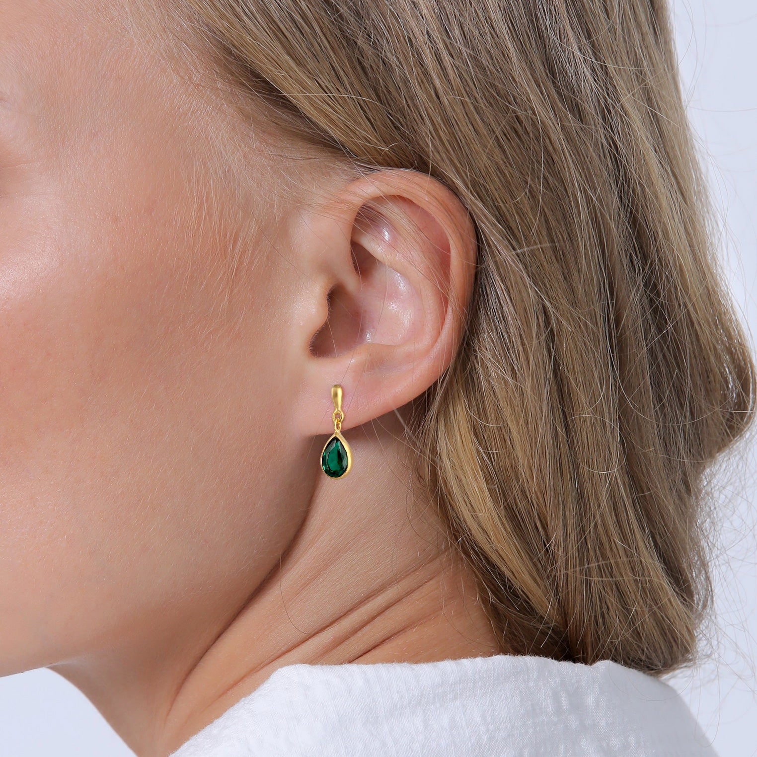 Gold - Elli PREMIUM | Ohrhänger | Quarz ( Grün ) | 925 Sterling Silber vergoldet