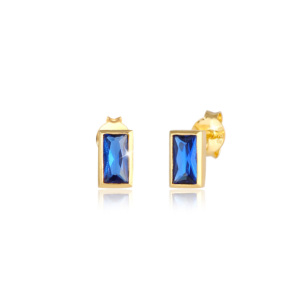 Blau - Elli | Ohrstecker | Saphir ( Blau ) | 925 Sterling Silber vergoldet