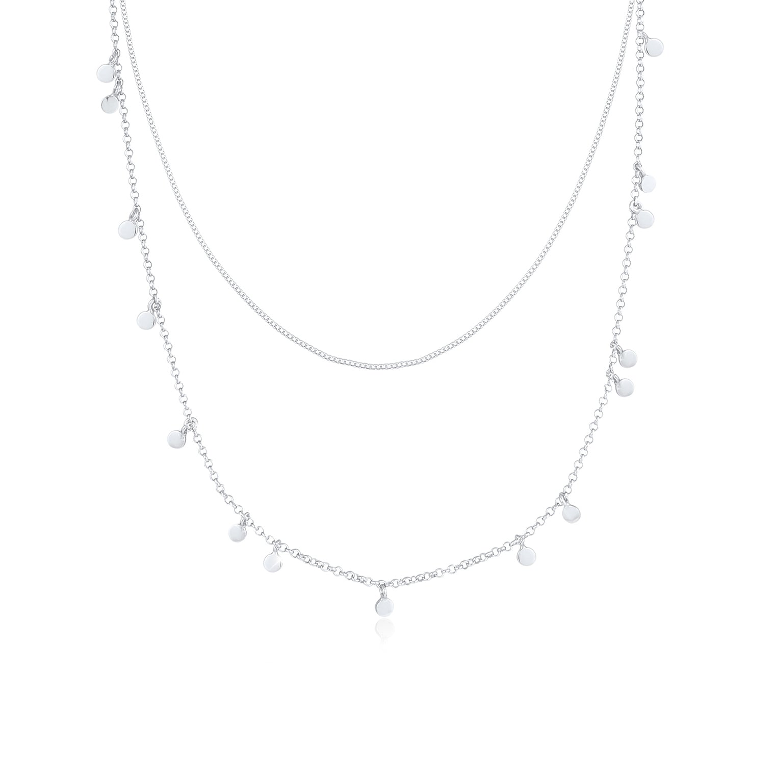 Silber - Elli | Layer-Halskette Geo | 925er Sterling Silber