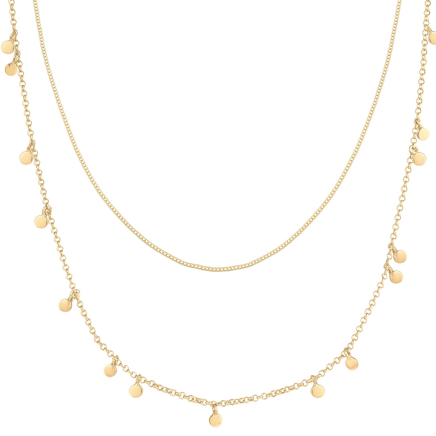 Gold - Elli | Layer-Halskette | 925 Sterling Silber vergoldet