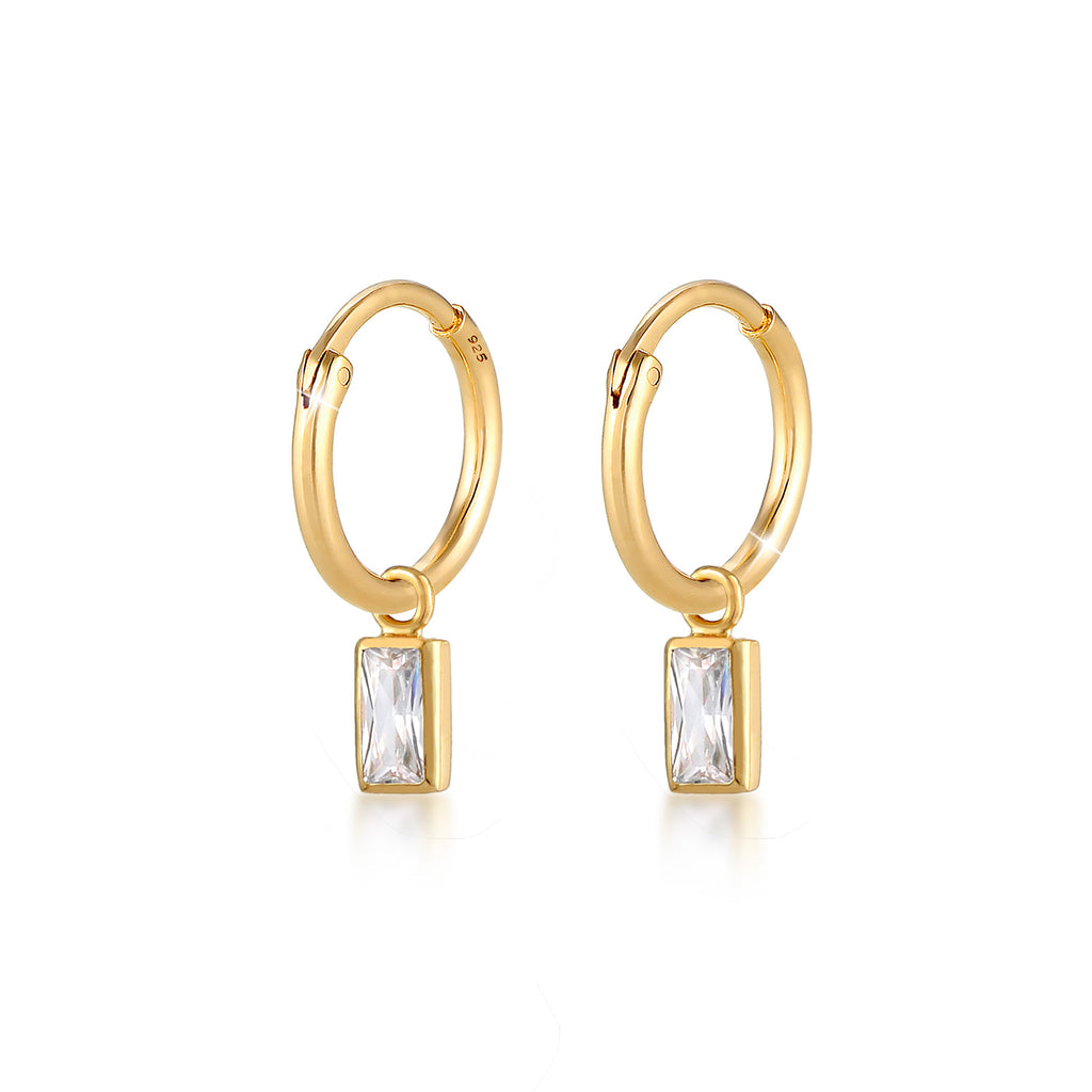 Gold - Elli | Ohrhänger | Zirkonia ( Weiß ) | 925 Sterling Silber vergoldet