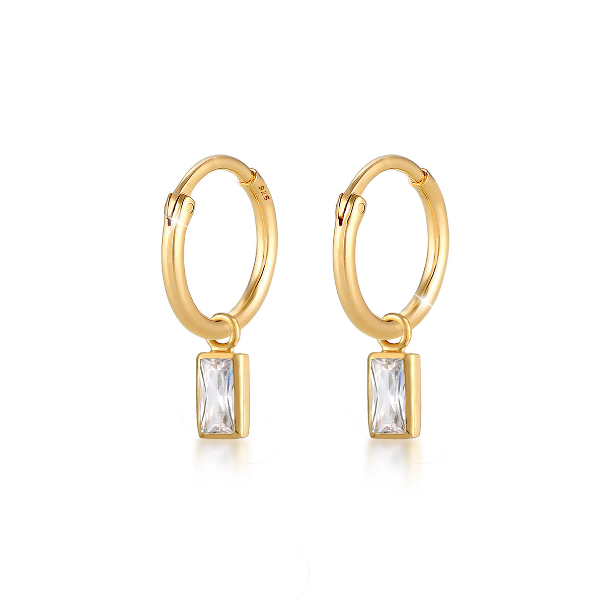 Gold - Elli | Ohrhänger | Zirkonia ( Weiß ) | 925 Sterling Silber vergoldet