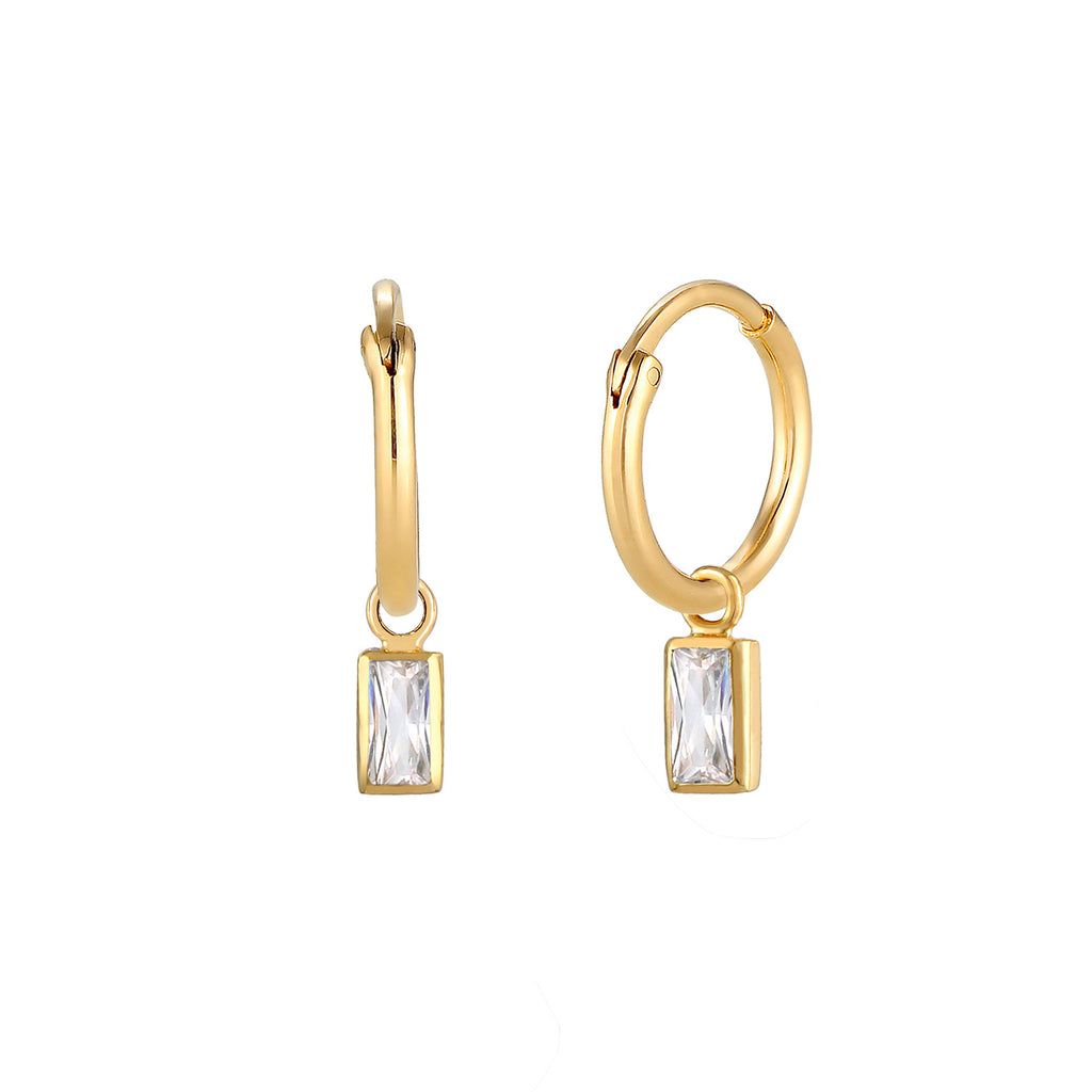 Gold - Elli | Ohrhänger | Zirkonia ( Weiß ) | 925 Sterling Silber vergoldet
