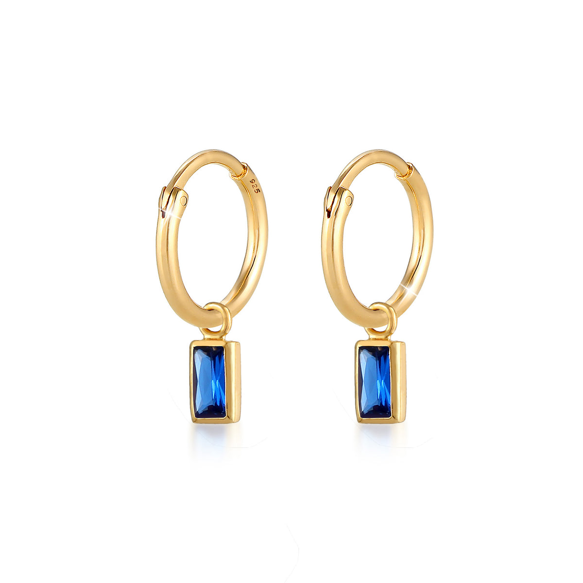 Gold - Elli | Ohrhänger | Saphir ( Blau ) | 925 Sterling Silber vergoldet