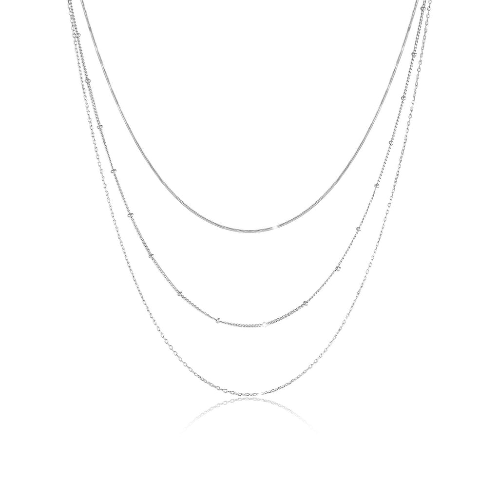 Silber - Elli | Layer-Halskette Chain Mix | 925er Sterling Silber