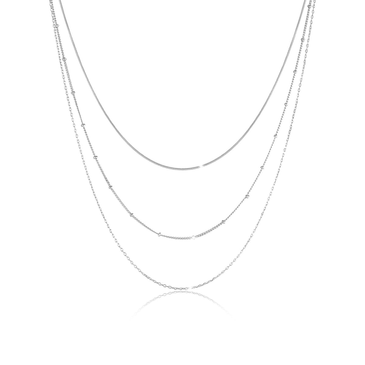 Silber - Elli | Layer-Halskette Chain Mix | 925er Sterling Silber