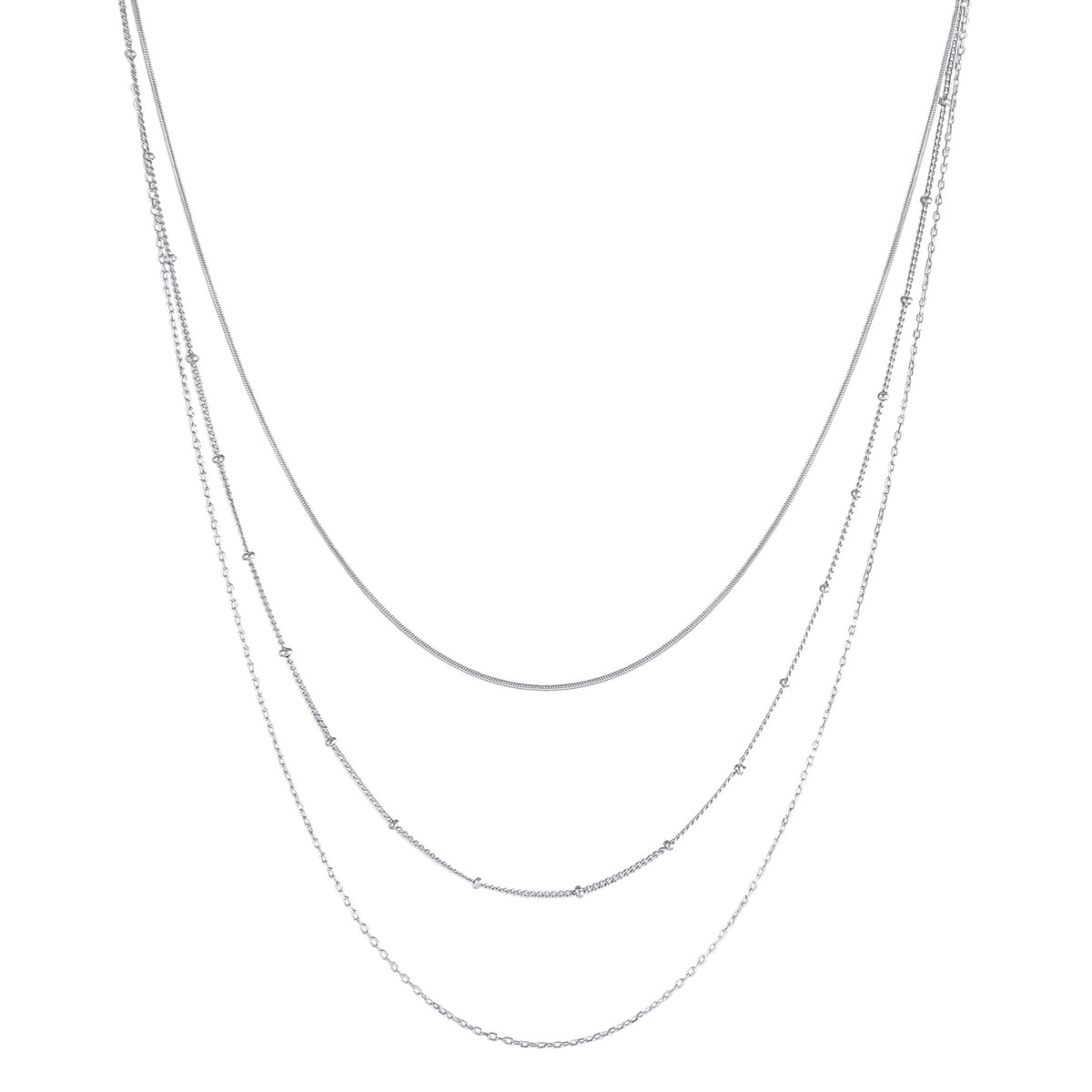 Silber - Elli | Layer-Halskette Chain Mix | 925er Sterling Silber