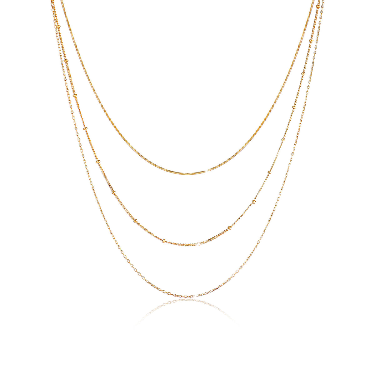 Gold - Elli | Kugel-Layer-Halskette | 925 Sterling Silber vergoldet