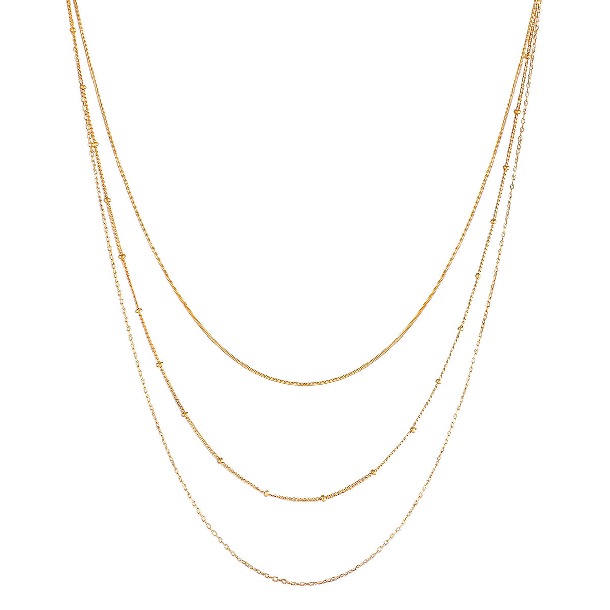 Gold - Elli | Kugel-Layer-Halskette | 925 Sterling Silber vergoldet