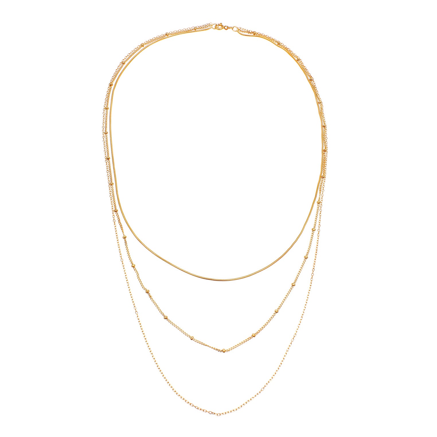 Gold - Elli | Kugel-Layer-Halskette | 925 Sterling Silber vergoldet
