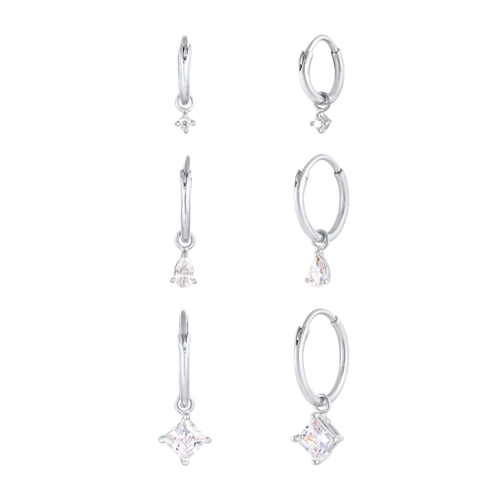 Silber - Elli | Ohrringset | Zirkonia ( Weiß ) | 925er Sterling Silber
