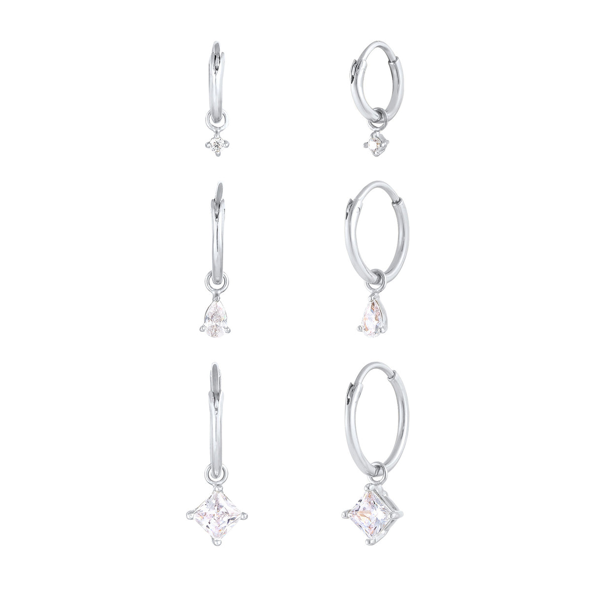 Silber - Elli | Ohrringset | Zirkonia ( Weiß ) | 925er Sterling Silber