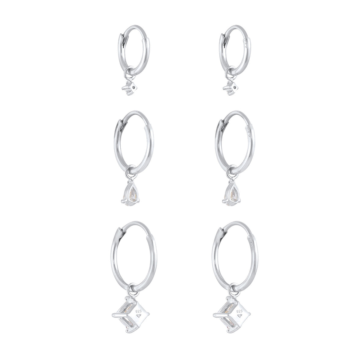 Silber - Elli | Ohrringset | Zirkonia ( Weiß ) | 925er Sterling Silber